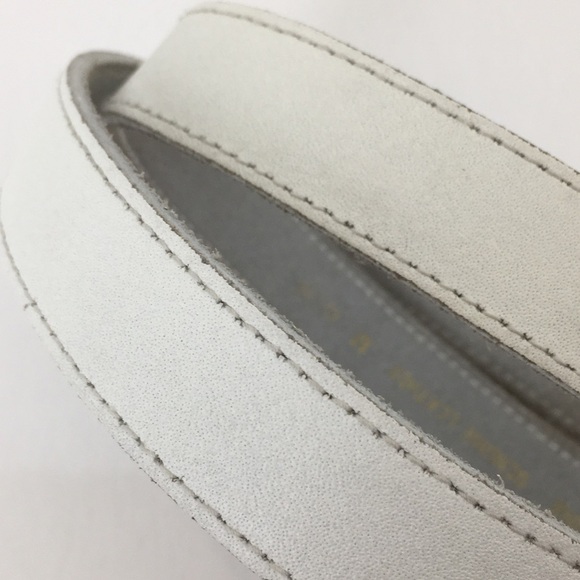 Vintage White Leather Skinny Belt Women\'s Size M Oval Distressed Silver Buckle main image 9
